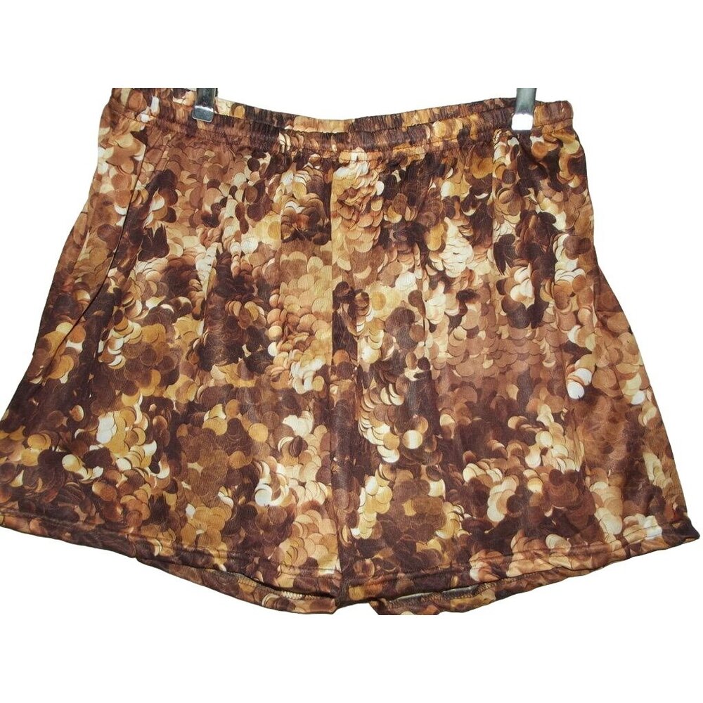 Sleep Shorts Womens XL brown sequin print pj pajama lightweight Coolware Co